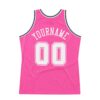 Custom Pink White-Black Authentic Throwback Basketball Jersey