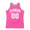 Custom Pink White-Black Authentic Throwback Basketball Jersey