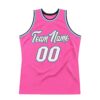 Custom Pink White-Light Blue Authentic Throwback Basketball Jersey