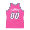 Custom Pink White-Light Blue Authentic Throwback Basketball Jersey
