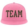 Custom Pink Black-Old Gold Stitched Adjustable Snapback Hat