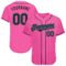 Custom Pink Black-Light Blue Authentic Baseball Jersey