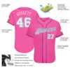Custom Pink White-Purple Authentic Baseball Jersey