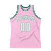 Custom Light Pink White-Kelly Green Authentic Throwback Basketball Jersey
