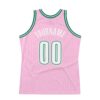 Custom Light Pink White-Kelly Green Authentic Throwback Basketball Jersey