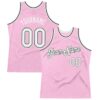 Custom Light Pink White-Black Authentic Throwback Basketball Jersey