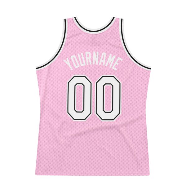 Custom Light Pink White-Black Authentic Throwback Basketball Jersey