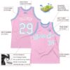 Custom Light Pink White-Light Blue Authentic Throwback Basketball Jersey