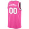 Custom Pink White Pinstripe White-Gray Authentic Basketball Jersey