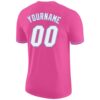 Custom Pink White-Light Blue Performance T-Shirt