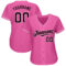 Custom Pink Black-White Authentic Baseball Jersey