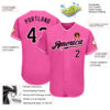 Custom Pink Black-White Authentic Baseball Jersey