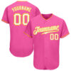 Custom Pink White-Gold Authentic Baseball Jersey
