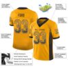 Custom Gold Black-White Drift Fashion Football Jersey