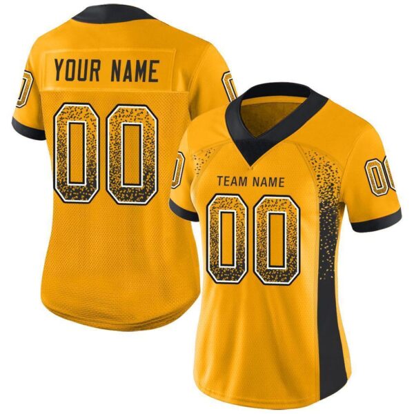 Custom Gold Black-White Drift Fashion Football Jersey