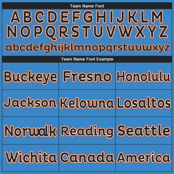 Custom Powder Blue Black-Orange Performance T-Shirt