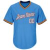 Custom Powder Blue White-Orange Authentic Throwback Rib-Knit Baseball Jersey Shirt