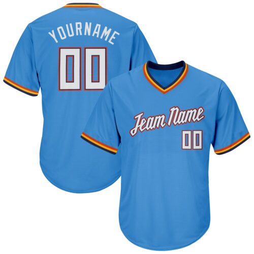 powder_blue_0052 Custom Powder Blue White-Orange Authentic Throwback Rib-Knit Baseball Jersey Shirt