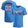 Custom Powder Blue White-Red Authentic Baseball Jersey