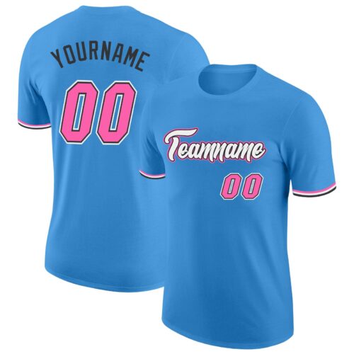 powder_blue_0060 Custom Powder Blue Pink-Black Performance T-Shirt
