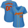 Custom Powder Blue Red Pinstripe Red-Gold Authentic Baseball Jersey