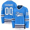 Custom Powder Blue White-Navy Hockey Jersey