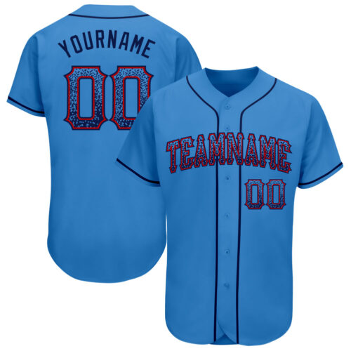 powder_blue_0129 Custom Powder Blue Navy-Red Authentic Drift Fashion Baseball Jersey