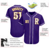 Custom Purple White-Gold Authentic Baseball Jersey