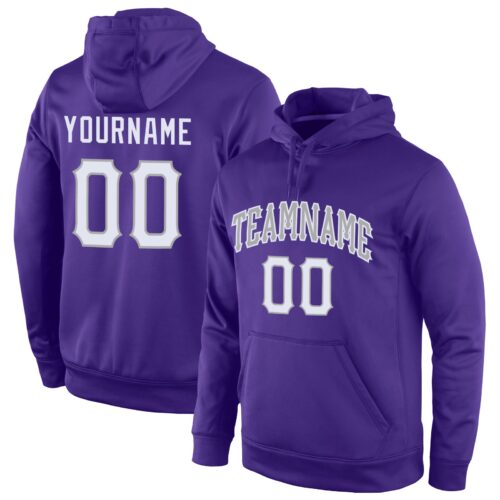 purple_0045 Custom Stitched Purple White-Gray Sports Pullover Sweatshirt Hoodie
