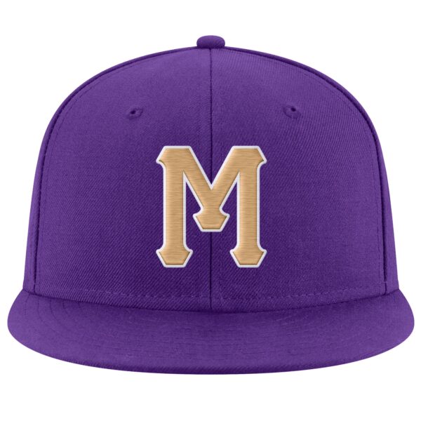 Custom Purple Old Gold-White Stitched Adjustable Snapback Hat