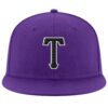Custom Purple Black-White Stitched Adjustable Snapback Hat