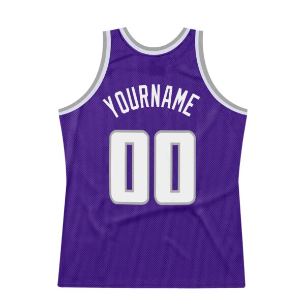 Custom Purple White-Gray Authentic Throwback Basketball Jersey
