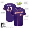 Custom Purple White-Red Authentic Baseball Jersey