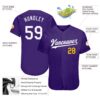 Custom Purple White-Gold Authentic Baseball Jersey