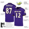 Custom Purple White-Old Gold Mesh Authentic Throwback Football Jersey