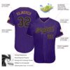 Custom Purple Black Pinstripe Black-Old Gold Authentic Baseball Jersey