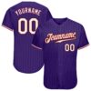 Custom Purple Black Pinstripe White-Red Authentic Baseball Jersey