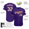Custom Purple Black Pinstripe White-Red Authentic Baseball Jersey