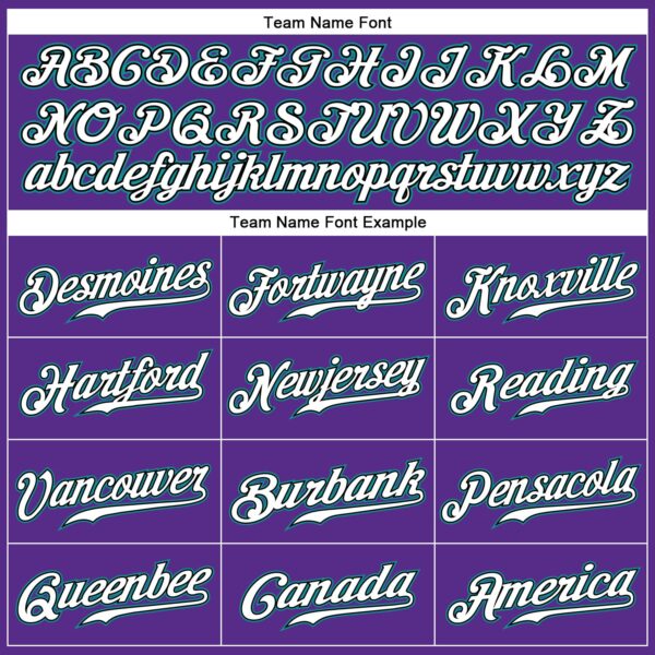 Custom Purple Black Pinstripe White-Teal Authentic Baseball Jersey