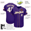 Custom Purple White-Old Gold Authentic Baseball Jersey