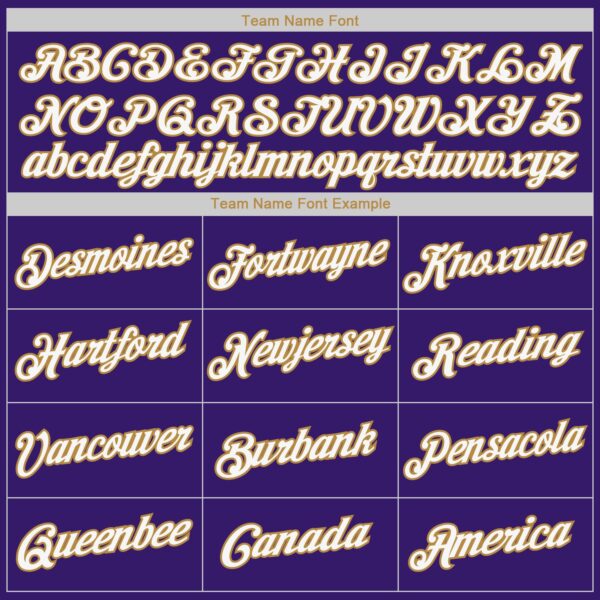 Custom Purple White-Old Gold Authentic Baseball Jersey