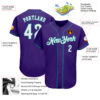 Custom Purple White-Teal Authentic Baseball Jersey