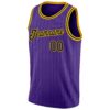 Custom Purple Black Pinstripe Black-Gold Authentic Basketball Jersey