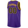 Custom Purple Black Pinstripe Black-Gold Authentic Basketball Jersey