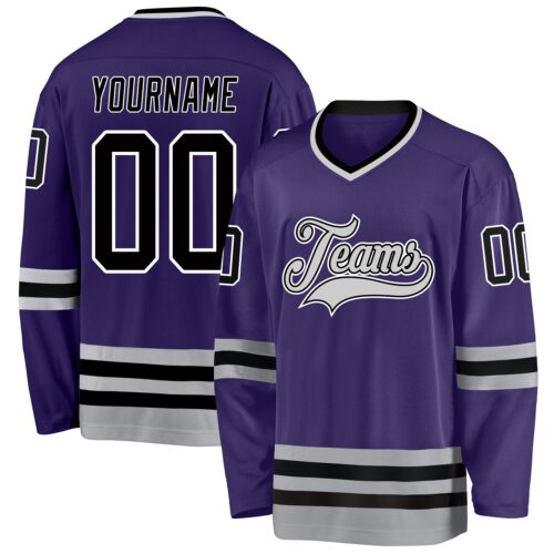 purple_0128 Custom Purple Black-Gray Hockey Jersey