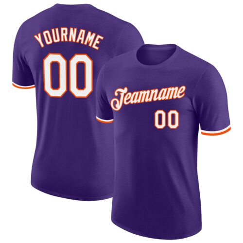 purple_0145 Custom Purple White-Orange Performance T-Shirt