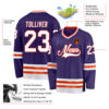 Custom Purple White-Orange Hockey Jersey