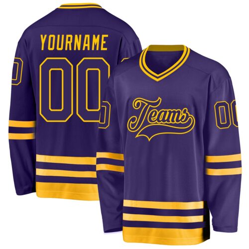 purple_0154 Custom Purple Purple-Gold Hockey Jersey