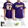 Custom Purple White-Gold Authentic Baseball Jersey