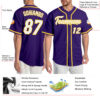 Custom Purple White-Gold Authentic Baseball Jersey